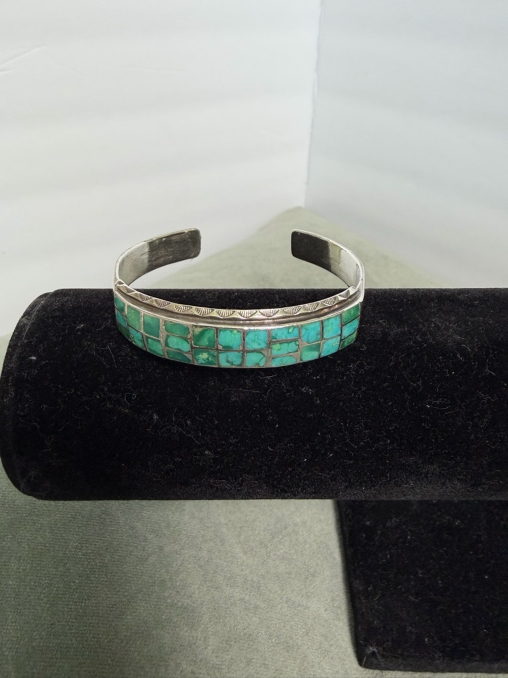 Turquoise Inlay Sterling Silver Bangle - Women's Jewelry